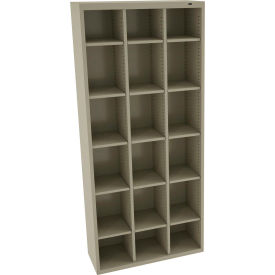 18 Person Cubby Locker, 34-1/2"W x 13-1/2"D x 78"H, Sand, All-Welded