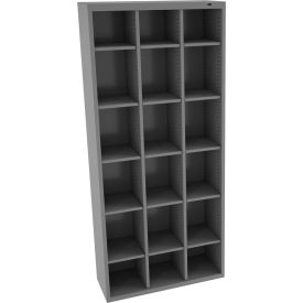 18 Person Cubby Locker, 34-1/2"W x 13-1/2"D x 78"H, Medium Gray, All-Welded