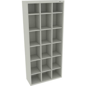 18 Person Cubby Locker, 34-1/2"W x 13-1/2"D x 78"H, Light Gray, All-Welded