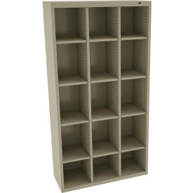 15 Person Cubby Locker, 34-1/2"W x 13-1/2"D x 66"H, Sand, All-Welded