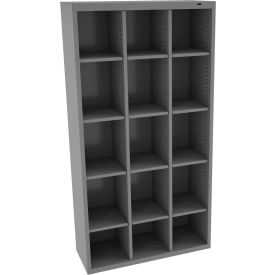15 Person Cubby Locker, 34-1/2"W x 13-1/2"D x 66"H, Medium Gray, All-Welded
