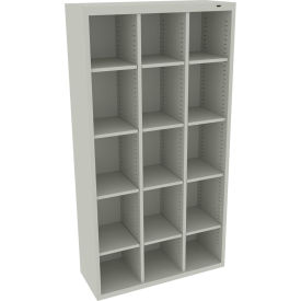 15 Person Cubby Locker, 34-1/2"W x 13-1/2"D x 66"H, Light Gray, All-Welded