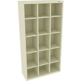 15 Person Cubby Locker, 34-1/2"W x 13-1/2"D x 66"H, Champagne/Putty, All-Welded