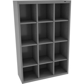 12 Person Cubby Locker, 34-1/2"W x 13-1/2"D x 52"H, Medium Gray, All-Welded