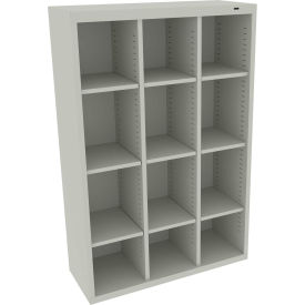 12 Person Cubby Locker, 34-1/2"W x 13-1/2"D x 52"H, Light Gray, All-Welded