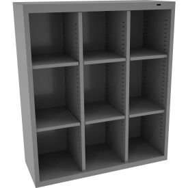 9 Person Cubby Locker, 34-1/2"W x 13-1/2"D x 40"H, Medium Gray, All-Welded