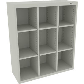 9 Person Cubby Locker, 34-1/2"W x 13-1/2"D x 40"H, Light Gray, All-Welded