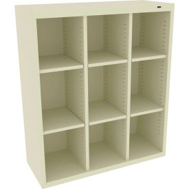 9 Person Cubby Locker, 34-1/2"W x 13-1/2"D x 40"H, Champagne/Putty, All-Welded