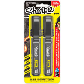 Pro Permanent Marker, Chisel Tip, Black Ink, 2 Per Pack
