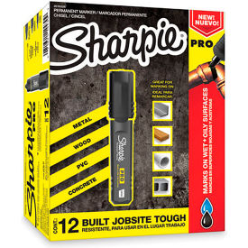 Pro Permanent Marker, Chisel Tip, Black Ink, 12/Box
