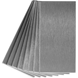 Aspect Long Grain 3" X 6" Brushed Stainless Metal Decorative Tile Backsplash, 8 Pack