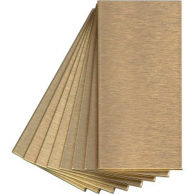 Aspect Short Grain 3" X 6" Brushed Champagne Metal Decorative Wall Tile, 8 Pack