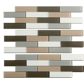 Subway Matted 12" X 4" Peel & Stick Decorative Glass Tile in Rustic Clay