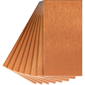 Aspect Long Grain 3" x 6" Brushed Copper Metal Decorative Wall Tile, 8 Pack