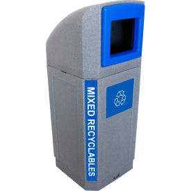 Outdoor Octo Container - Mixed Recyclables, 32 Gallon - Graystone/Blue