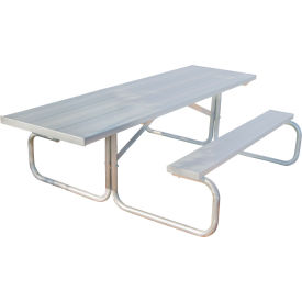 8' Picnic Table, Anodized Aluminum Planking, Galvanized Steel Frame, ADA Compliant