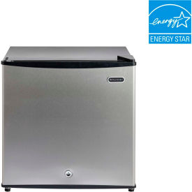 Compact Upright Freezer With Lock, Solid Door, 1.1 Cu. Ft., Stainless Steel/Black