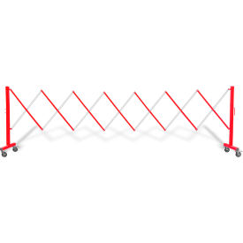 Expanding Steel/Aluminum Barricade, Red/White, 37" Height X 11.5' Length