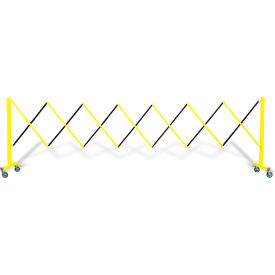 Expanding Steel/Aluminum Barricade, Yellow/Black, 37" H X 11.5' L