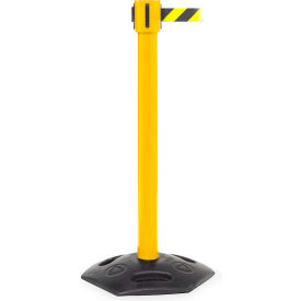 WeatherMaster 335 Retractable Belt Barrier, 40" Yellow Post, 35' Black/Yellow Belt