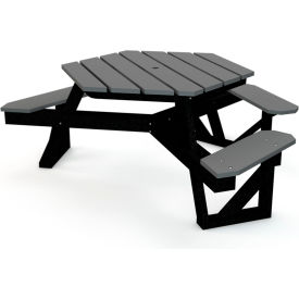 6' Hexagon Picnic Table, Recycled Plastic, Gray
