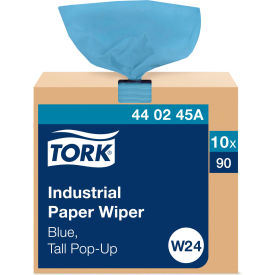Industrial Paper Wiper, 4-Ply, 8-1/2 x 16-1/2, Blue, 90 Towels/Bx, 10 Bx/Carton - 440245A
