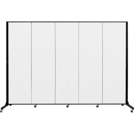 5 Panel Light-Duty Portable Room Divider, 6'5"H x 9'5"W, Fabric Color: White