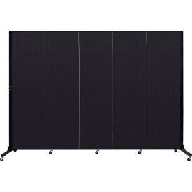 5 Panel Light-Duty Portable Room Divider, 6'5"H x 9'5"W, Fabric Color: Charcoal