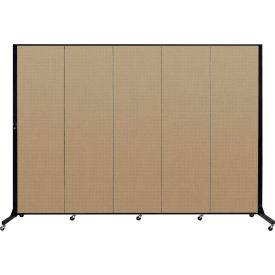 Screenflex 5 Panel Light-Duty Portable Room Divider, 6'5"H x 9'5"W, Fabric Color: Desert
