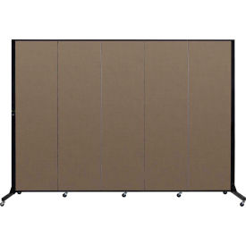 5 Panel Light-Duty Portable Room Divider, 6'5"H x 9'5"W, Fabric Color: Walnut