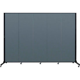 Screenflex 5 Panel Light-Duty Portable Room Divider, 6'5"H x 9'5"W, Fabric Color: Lake