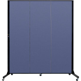 3 Panel Light-Duty Portable Room Divider, 6'5"H x 5'9"W, Fabric Color: Primary Blue