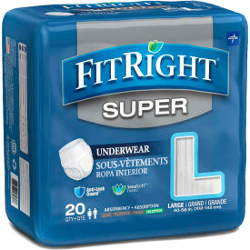 FitRight Super Protective Underwear, Size L, Waist Size 40"-56", 20/Bag