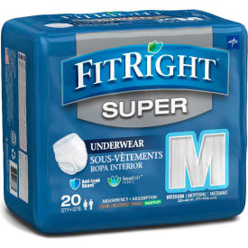 FitRight Super Protective Underwear, Size M, Waist Size 28"-40", 20/Bag