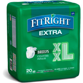 FitRight Extra Adult Disposable Briefs, Size 2XL, Waist Size 60"-69", 20/Bag