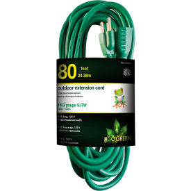 16/3 SJTW 80ft Heavy Duty Extension Cord - Green