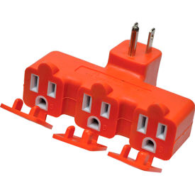 3 Outlet Tri-tap adapter with covers, Orange