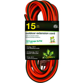 16/3 SJTW 15ft Heavy Duty Extension Cord, Lighted End