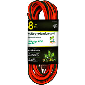 16/3 SJTW 8ft Heavy Duty Extension Cord - Lighted End