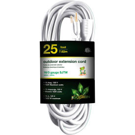 16/3 SJTW 25ft Heavy Duty Extension Cord - White