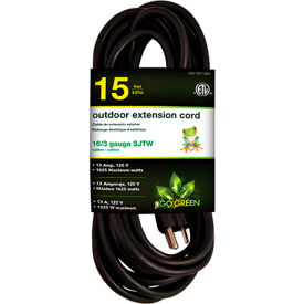 16/3 SJTW 15ft Heavy Duty Extension Cord - Black