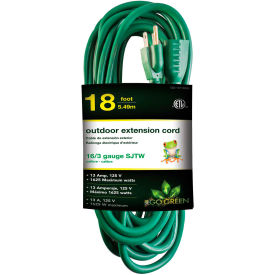 16/3 SJTW 18ft Heavy Duty Extension Cord - Green