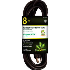 16/3 SJTW 8ft Heavy Duty Extension Cord - Black