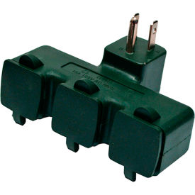 3 Outlet Tri-tap adapter with covers, Green