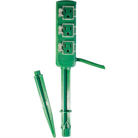 18/2 SJTW 18ft 3-Outlet Outdoor Power Stake - Green