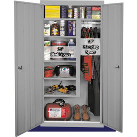 Combination Storage Cabinet, 36"W x 21"D x 72"H, Gray, All-Welded