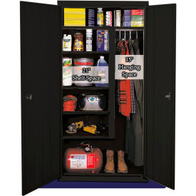 Combination Storage Cabinet, 36"W x 21"D x 72"H, Black, All-Welded