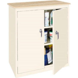 Counter High Storage Cabinet w/ Plastic Top, 36"W x 18"D x 42"H, Assembled, Putty