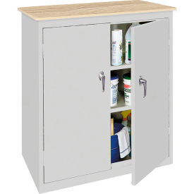 Counter High Storage Cabinet with Plastic Top 36"W x 18"D x 42"H Assembled, Gray