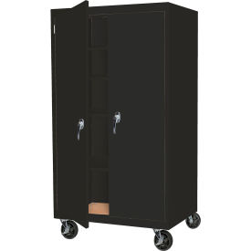 Mobile Storage Cabinet, 36"W x 24"D x 66"H, Black, All-Welded